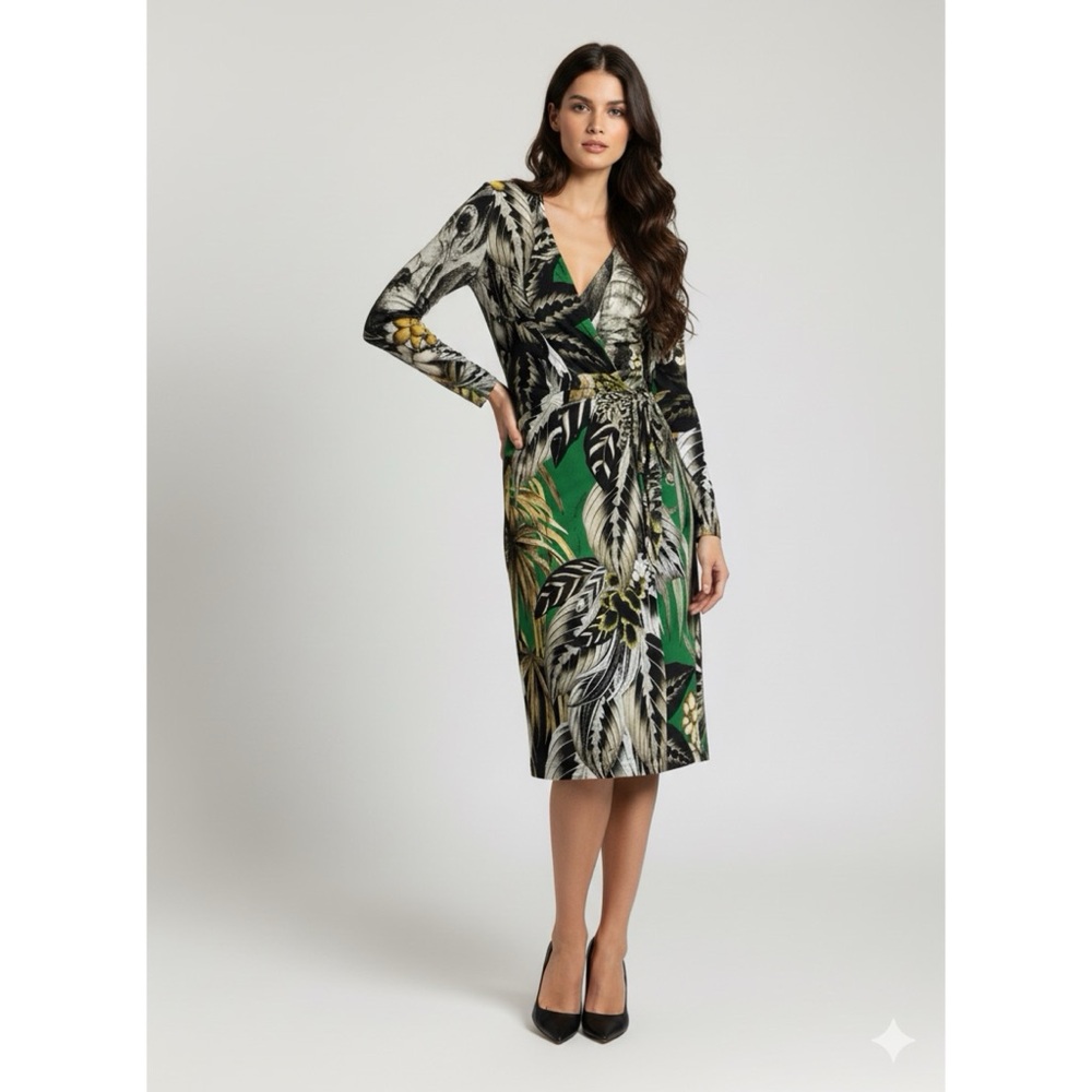 Just Cavalli Tropical Exotic Floral Print‎ Stretch Jersey Bodycon Dress IT38 US2